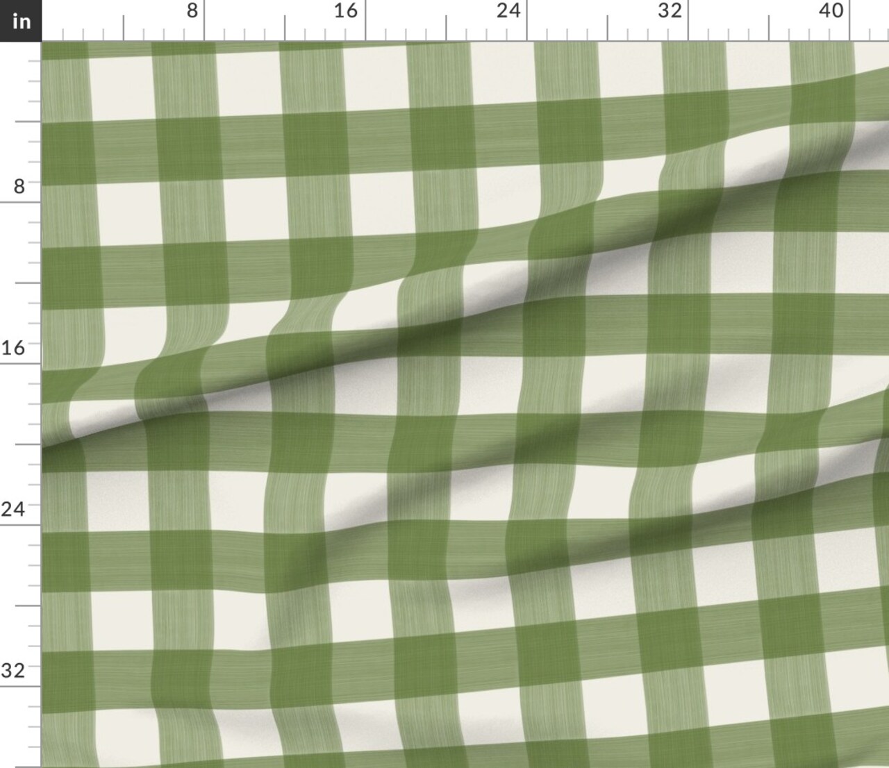 Buffalo Plaid Gingham Check Watercolor Spring Summer Green Cream Custom Printed Fabric by Spoonflower Various Fabrics by the Yard or Fat Quarter